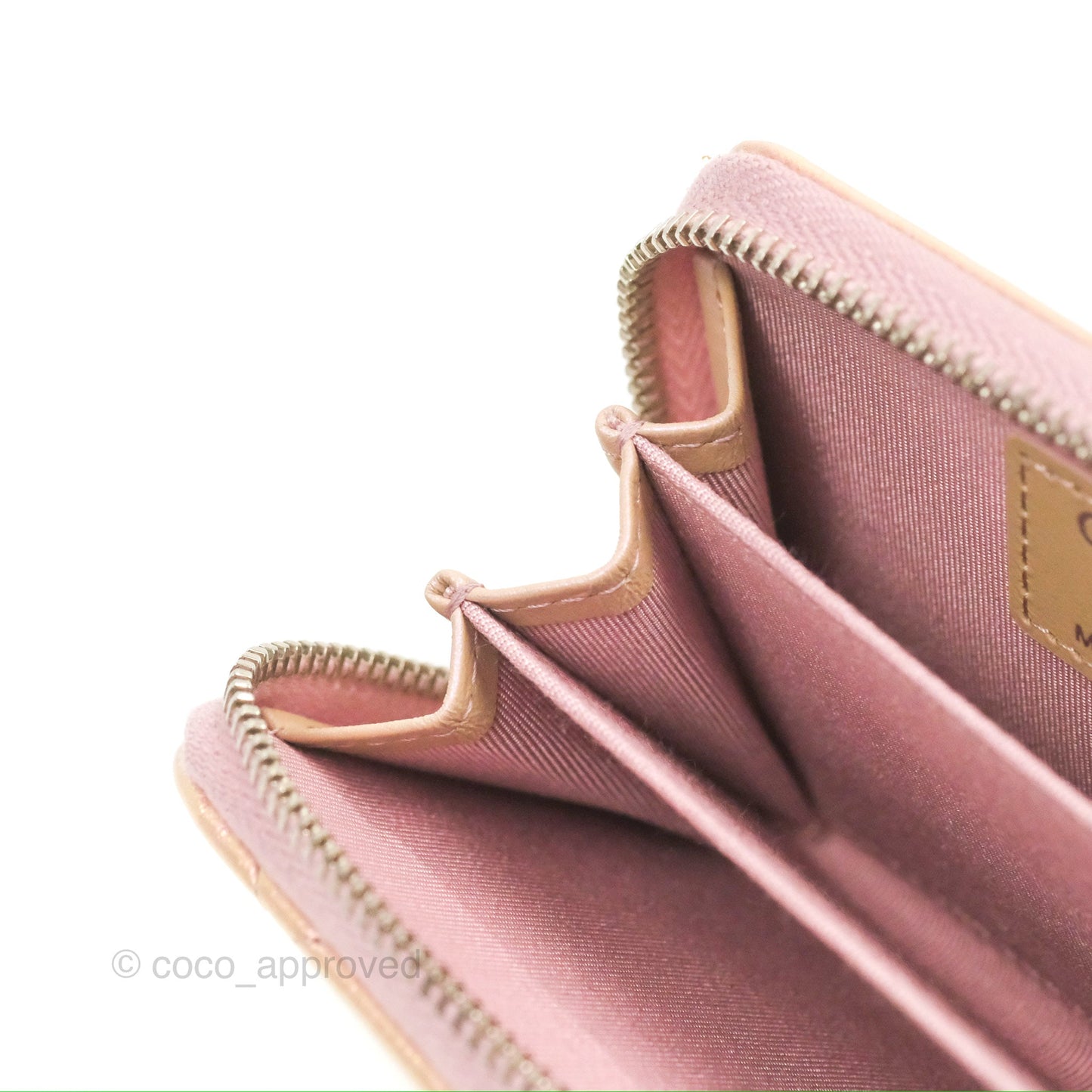 Chanel Classic Zipped Coin Purse Iridescent Pink Calfskin Silver Hardware