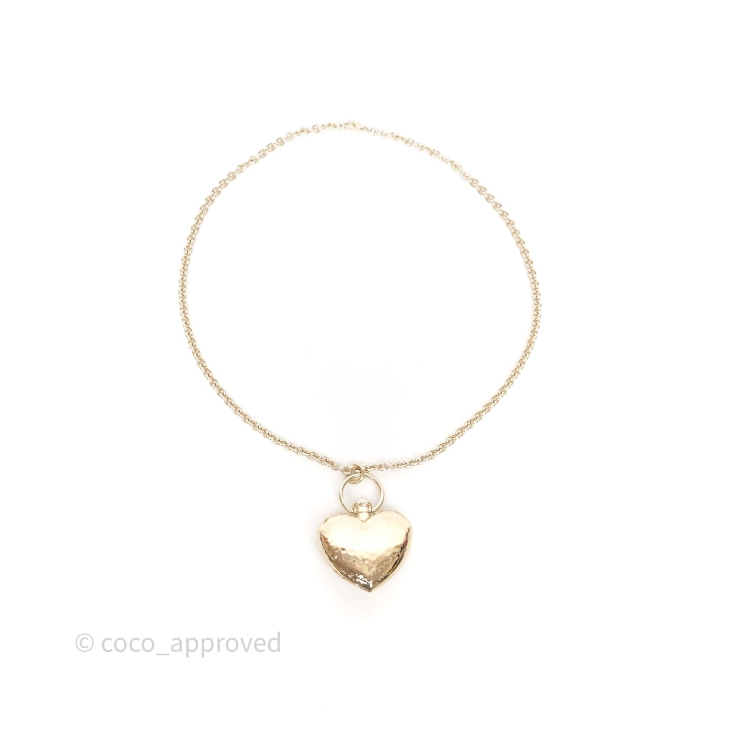 Chanel Metal CC Heart Locket Long Necklace Gold Tone 22C