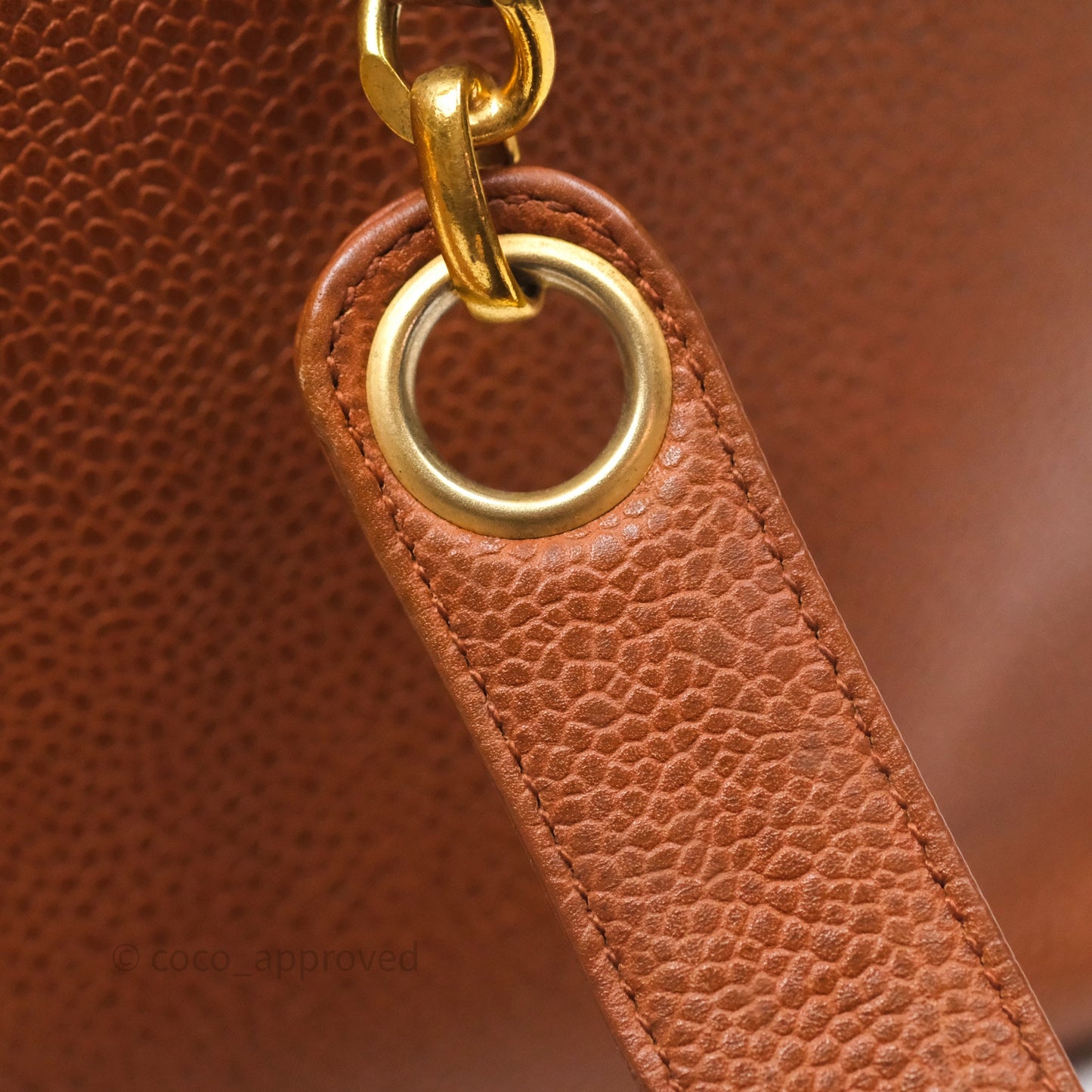 Chanel Vintage Tote Caramel Caviar 24K Gold Hardware