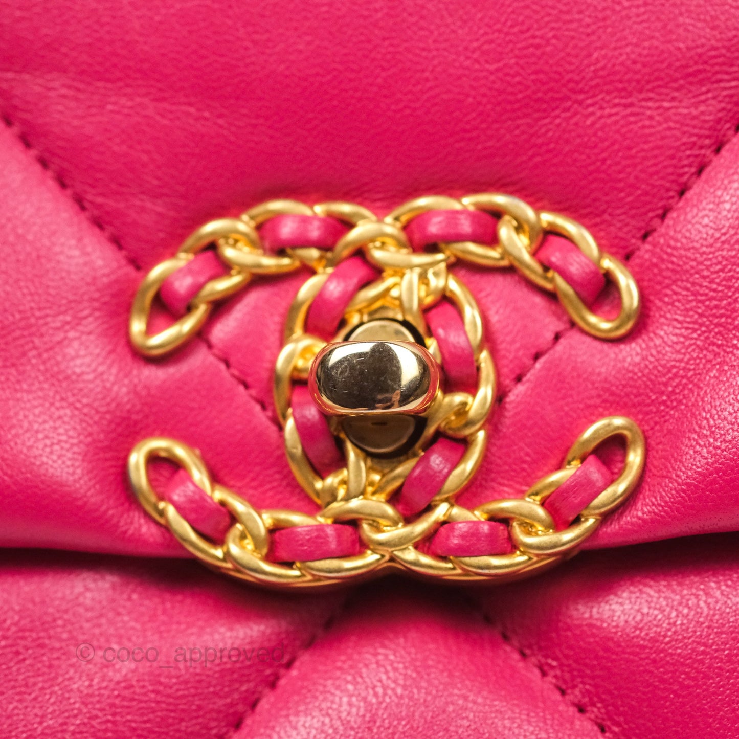 Chanel 19 Large (Medium) Dark Pink Goatskin Mixed Hardware