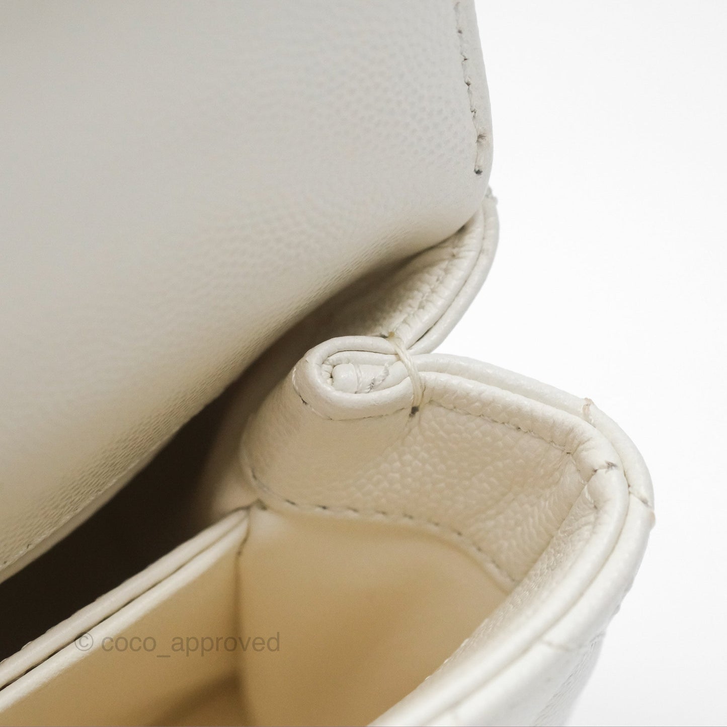 Chanel Mini Coco Handle White Caviar Gold Hardware