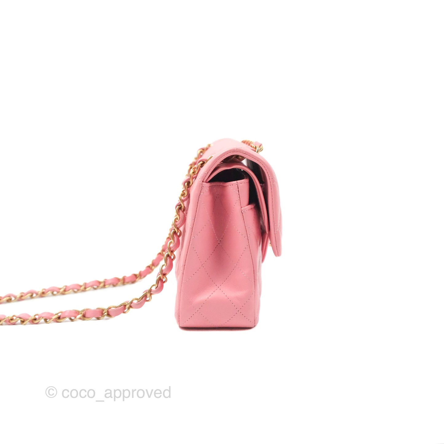 Chanel Small Classic Quilted Flap Pink Lambskin Gold Hardware