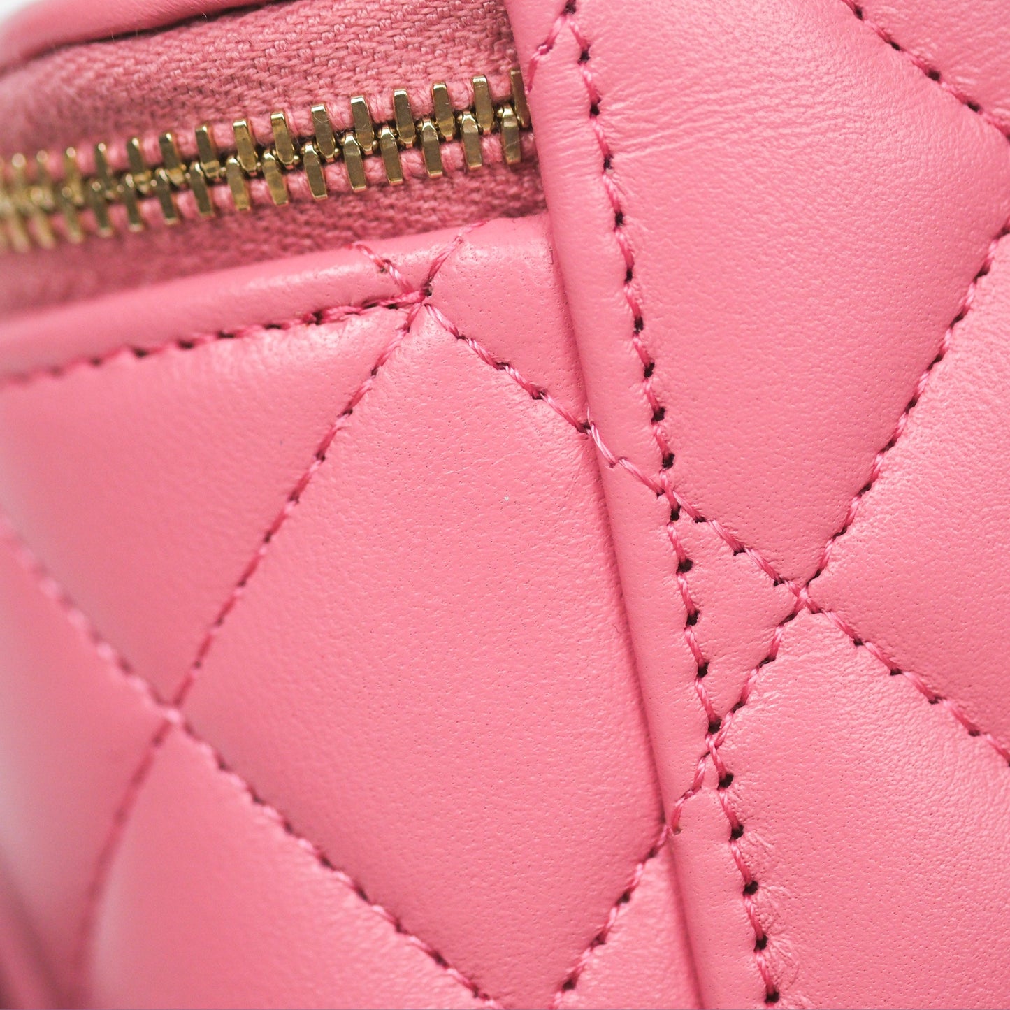 Chanel Vanity Rectangular Top Handle Pink Lambskin Gold Hardware