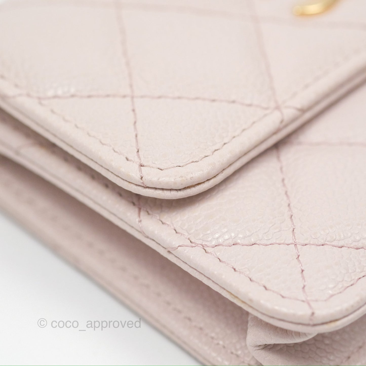 Chanel Miss Coco Clutch With Chain Quilted Lilac Pink Caviar Gold Hardware