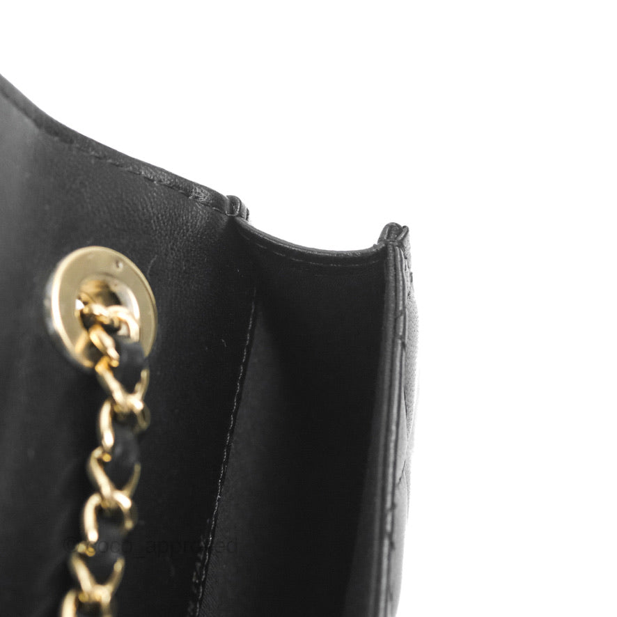 Chanel Mini Quilted Trendy CC Card Holder With Chain Black Lambskin Gold Hardware