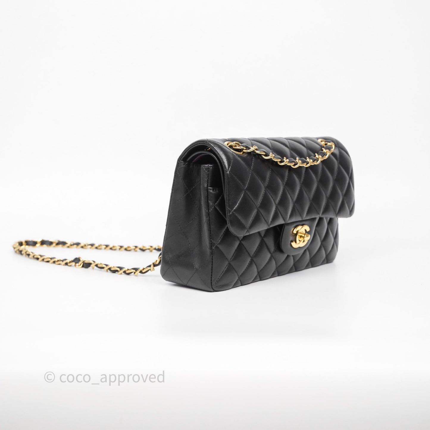 Chanel Small Classic Flap Quilted Black Lambskin Gold Hardware