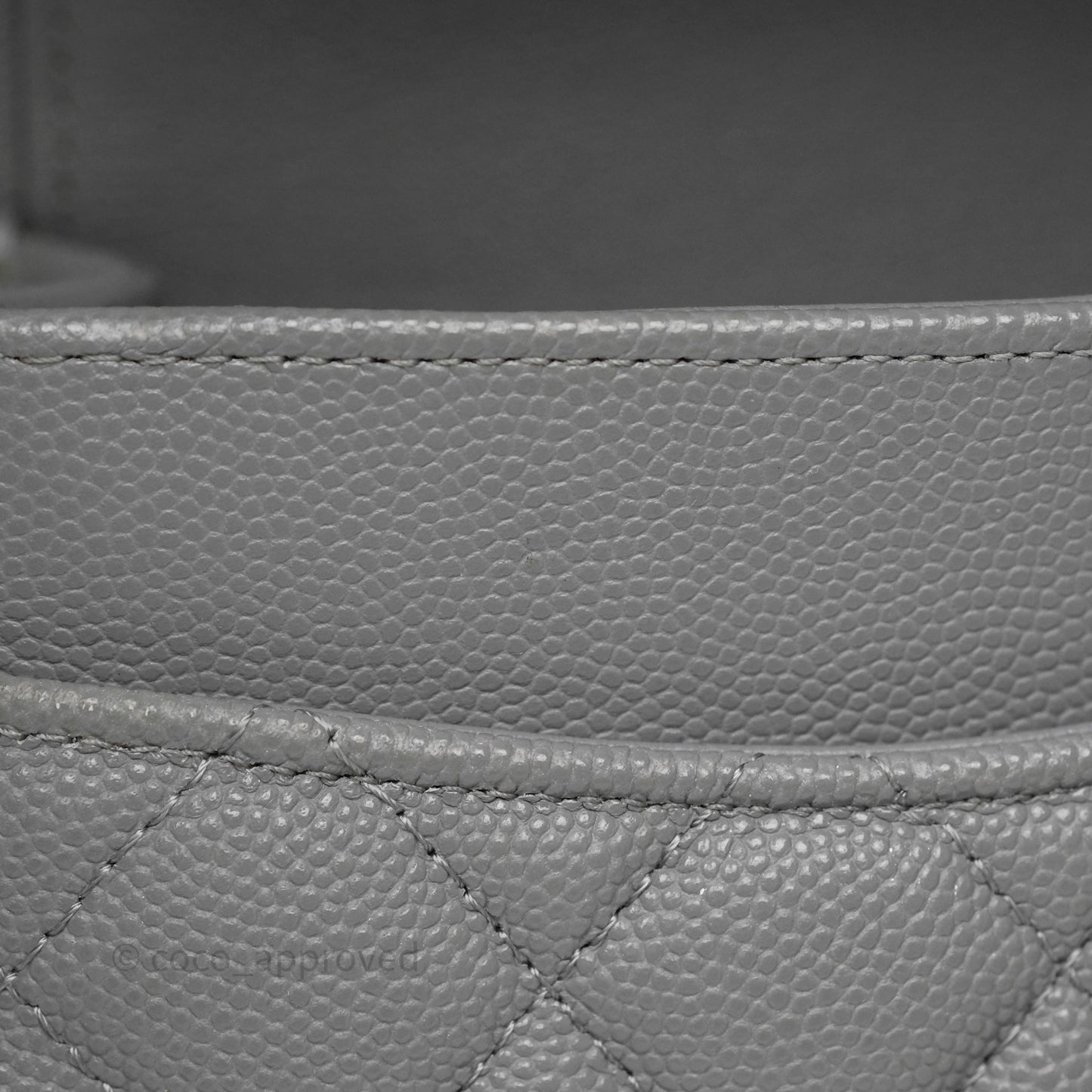 Chanel Small Classic Flap Quilted Grey Caviar Gold Hardware