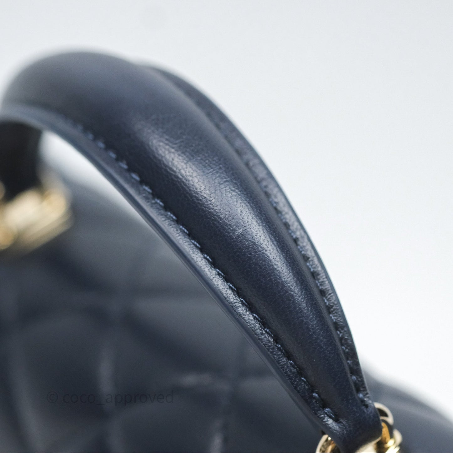 Chanel Top Handle Mini Rectangular Flap Bag Navy Lambskin Gold Hardware