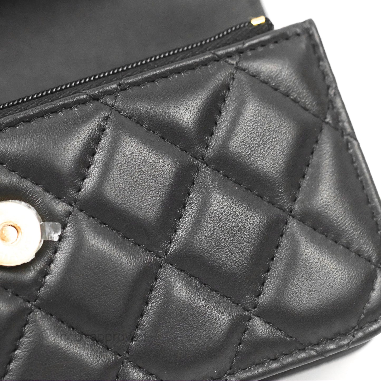 Chanel Mini WOC Phone Holder with Camellia Adjustable Chain Black Lambskin