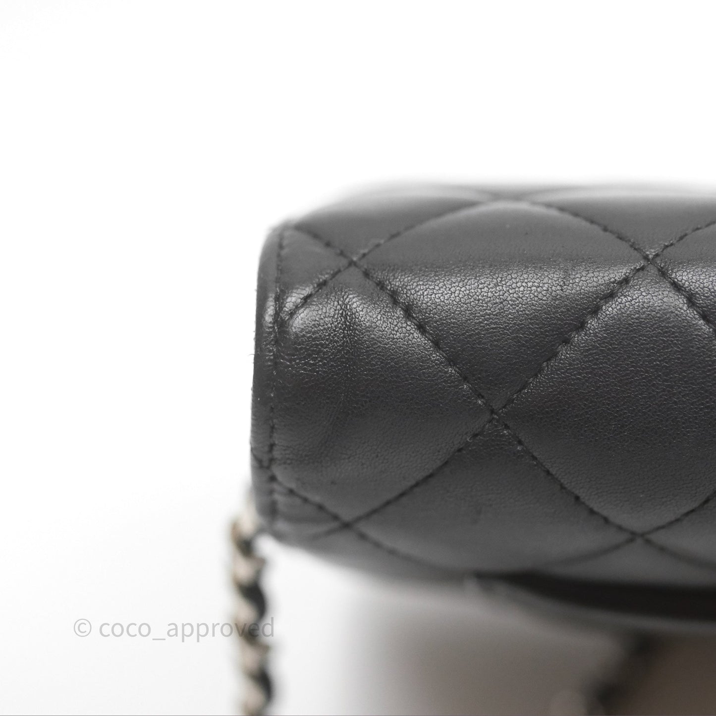 Chanel Quilted WOC Black Lambskin Silver Hardware