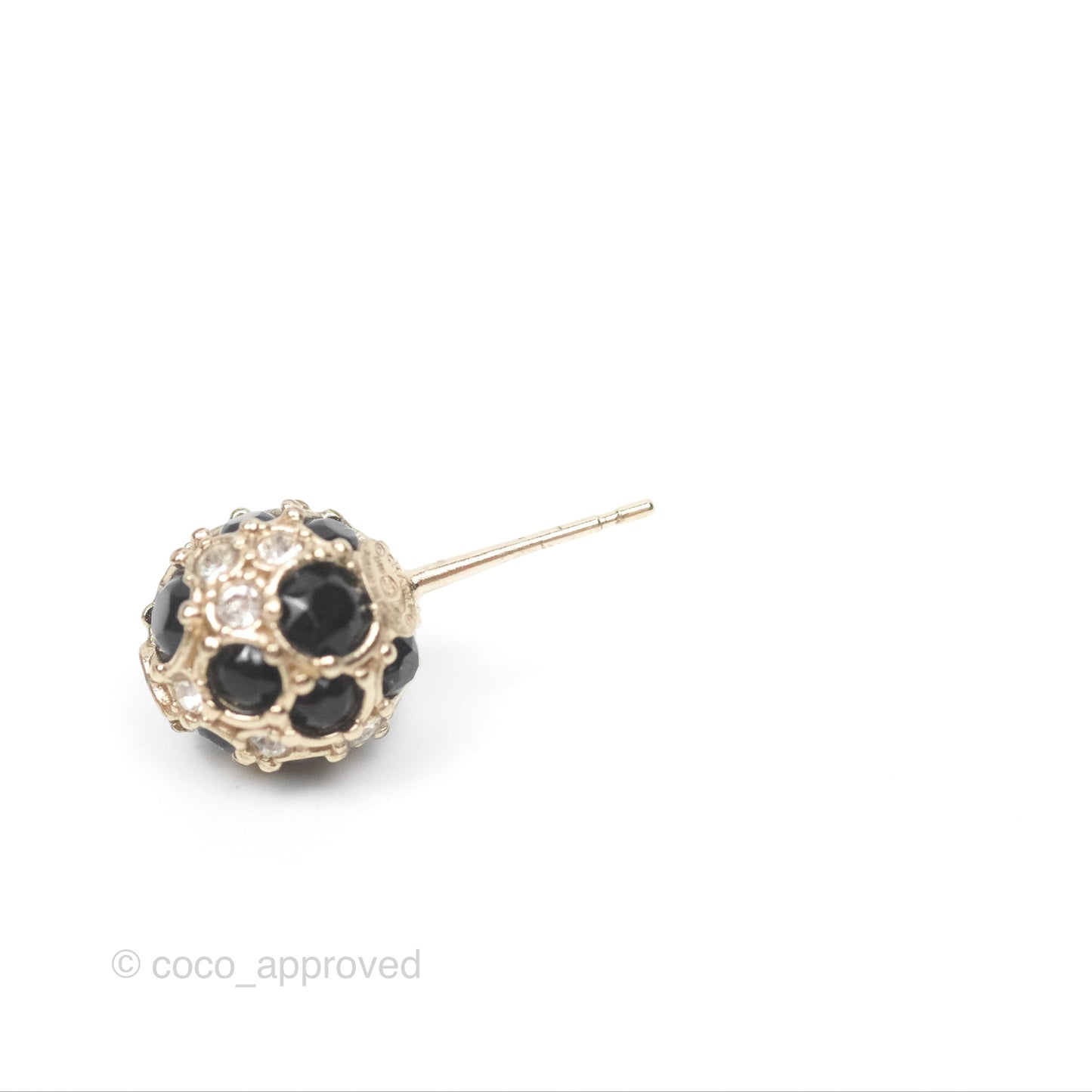 Chanel Crystal Black Resin Ball Earrings 19P