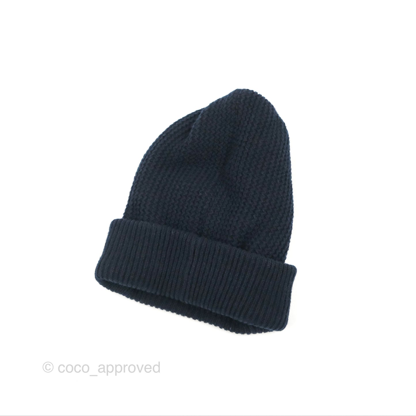 Chanel Silver Sequin Logo Navy Cashmere Beanie