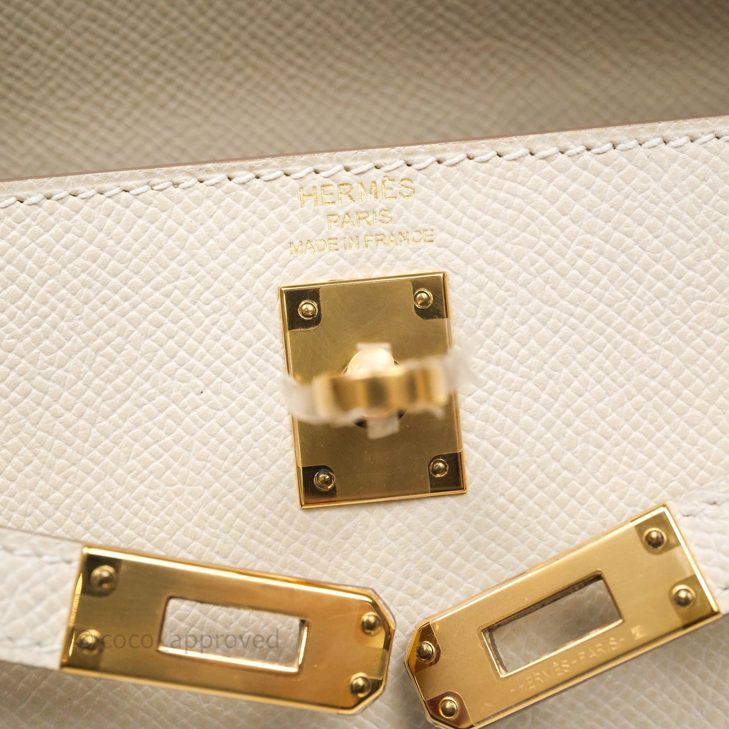 Hermes Kelly 25 Craie Epsom Gold Hardware