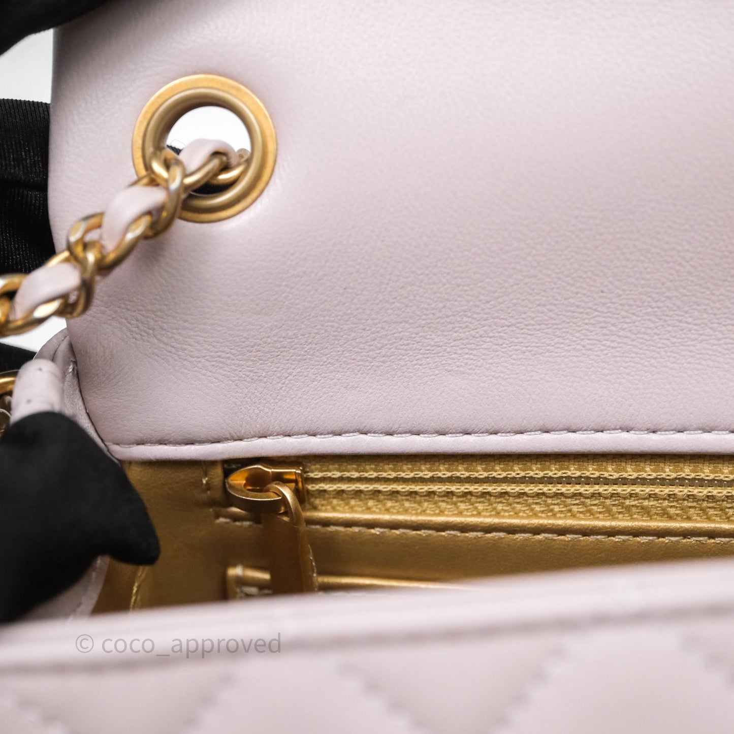 Chanel Mini Rectangular Pearl Crush Lilac Lambskin Aged Gold Hardware