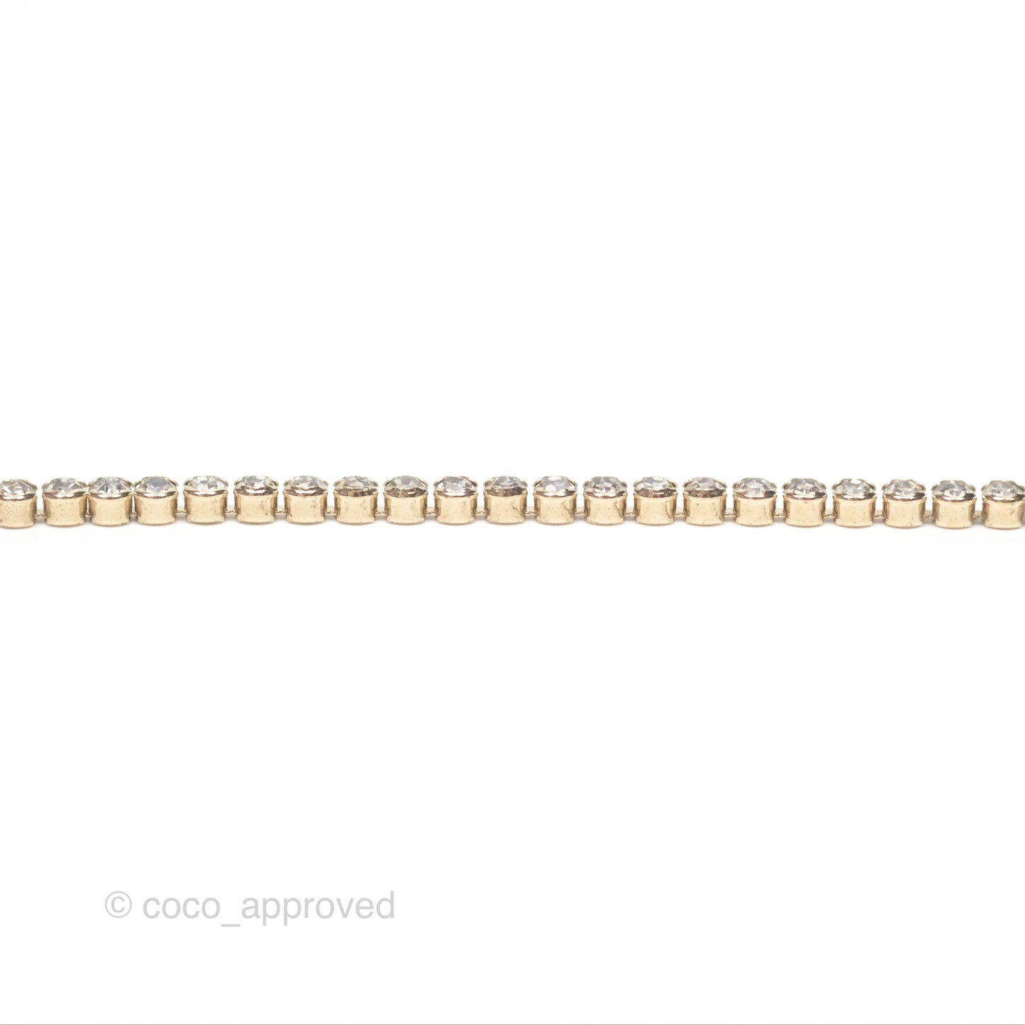 Chanel CC Crystal Chain Choker Necklace Gold Tone 21S