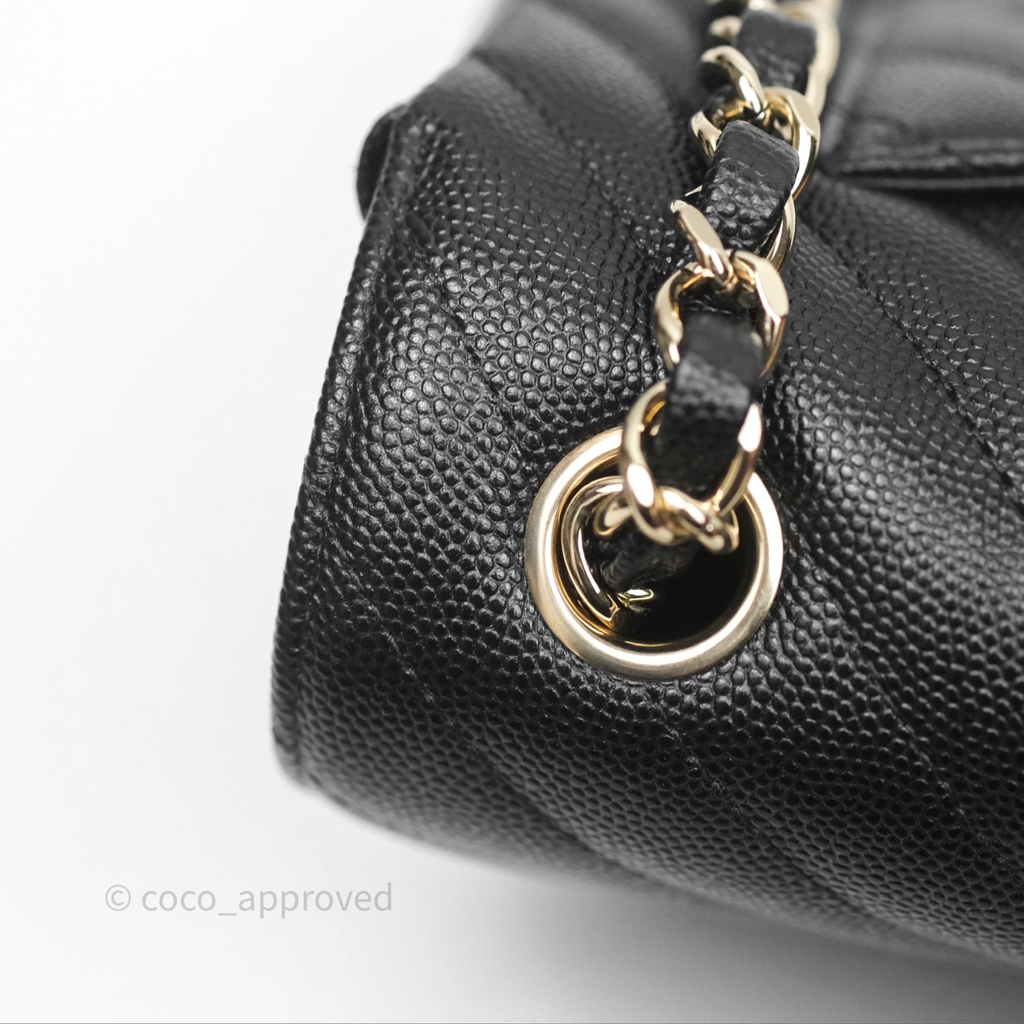 Chanel Chevron Mini Rectangular Flap Black Caviar Gold Hardware