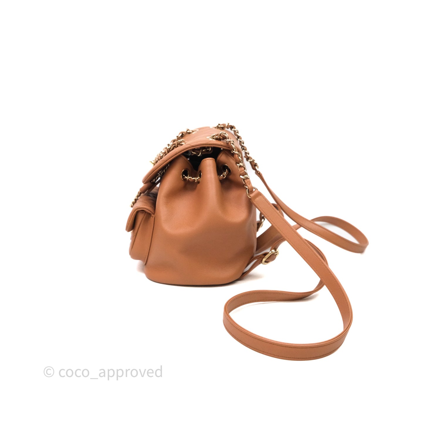 Chanel Small Duma Drawstring Backpack Camel Calfskin