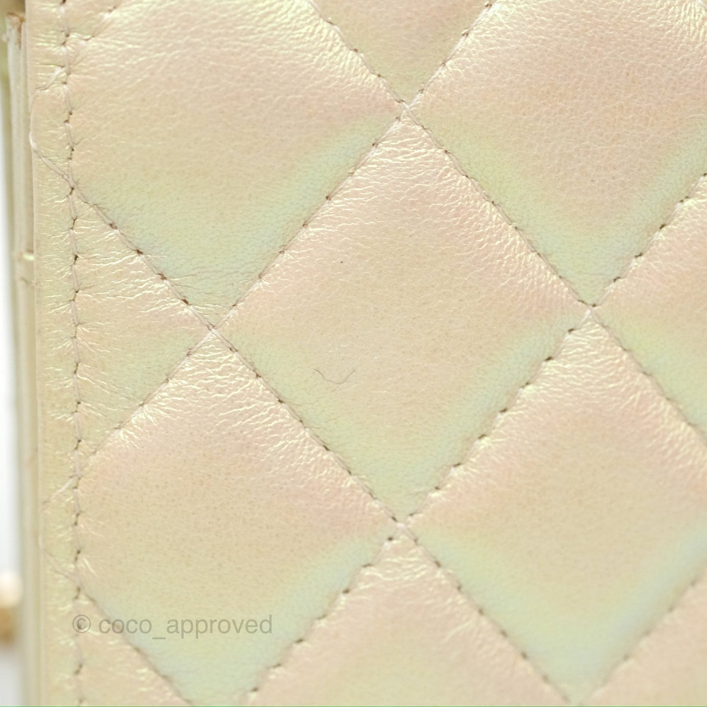 Chanel Quilted Wallet on Chain WOC Iridescent Ivory Gold Hardware 20A