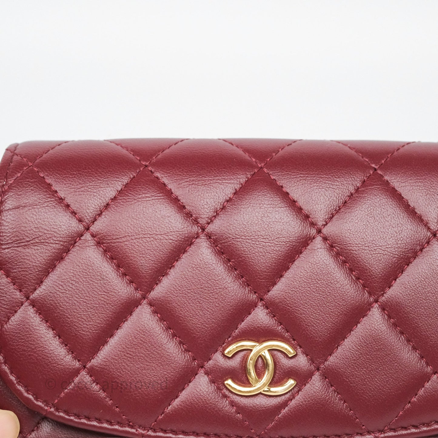 Chanel Mini WOC with CC Chain Burgundy Lambskin Gold Hardware 22K