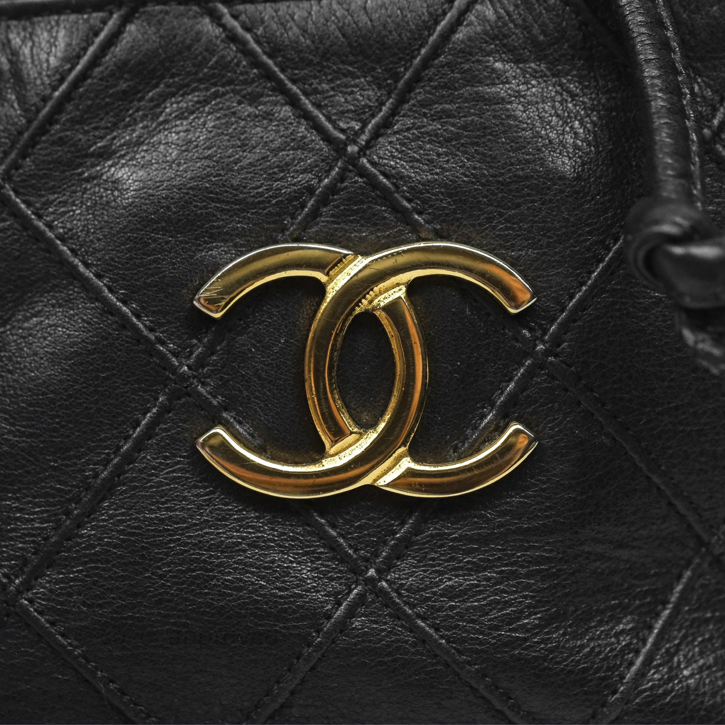 Chanel Vintage Mini CC Bucket Bag Black Lambskin Gold Hardware