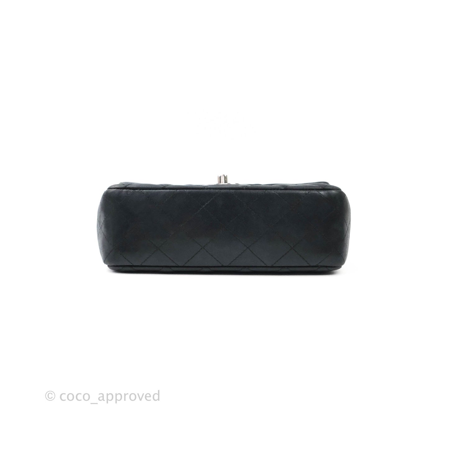 Chanel Classic Quilted Mini Rectangular Flap Black Lambskin Silver Hardware