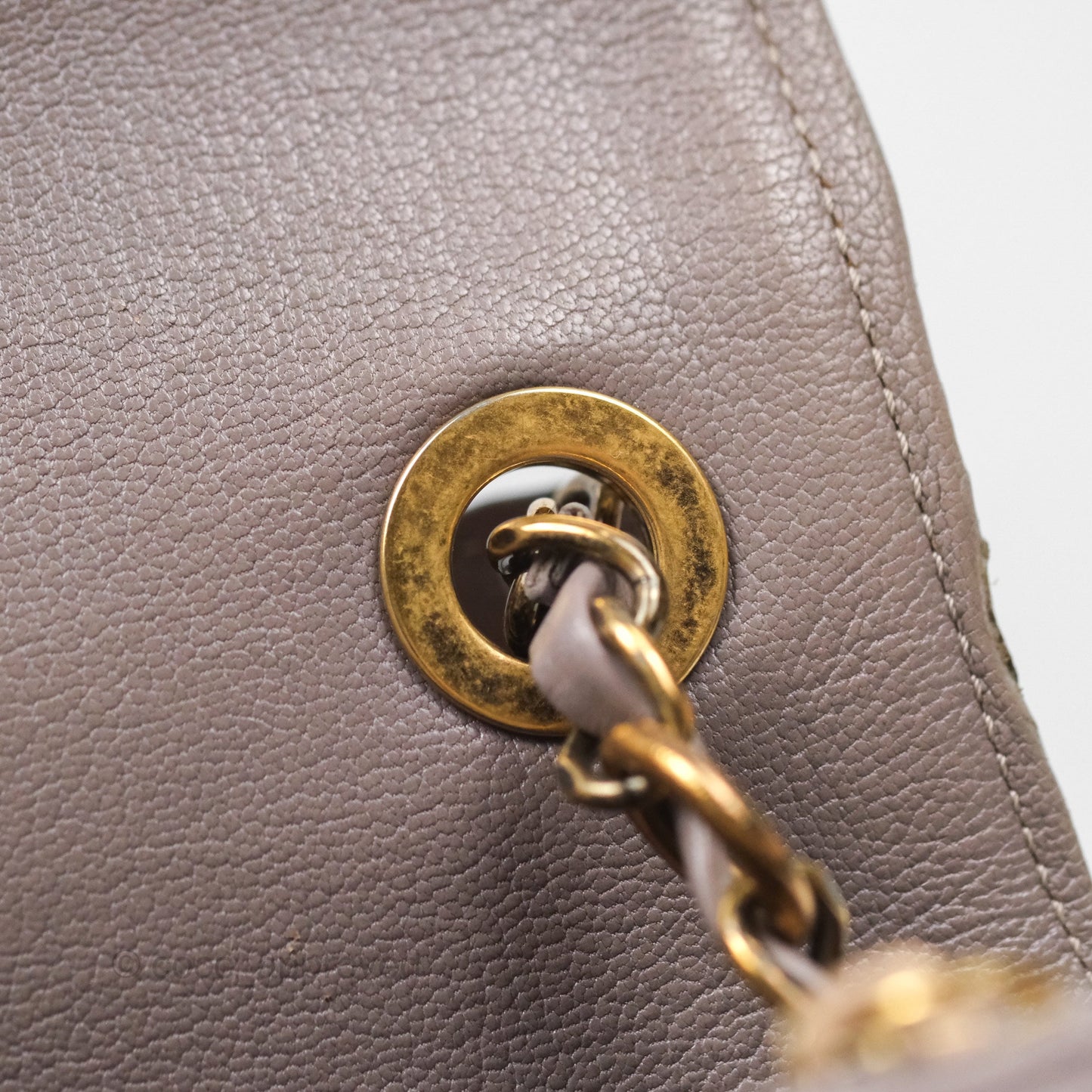 Chanel Coco Curve Flap Burnished Lilac Grey Calfskin Goatskin Antique Gold Hardware