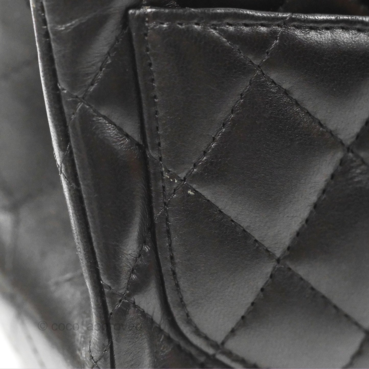 Chanel Mini Square Black Lambskin Dark Silver Hardware