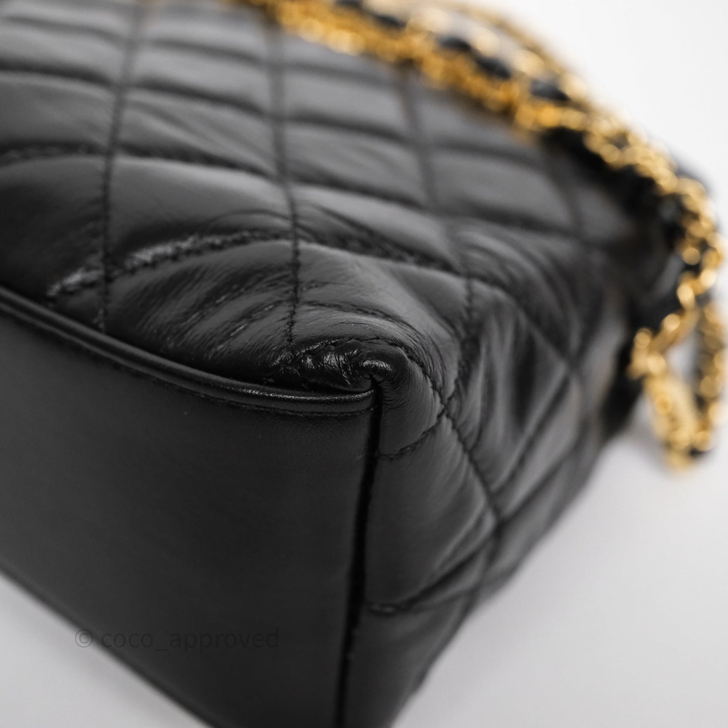 Chanel Clutch With Heart Chain Black Lambskin Gold Hardware