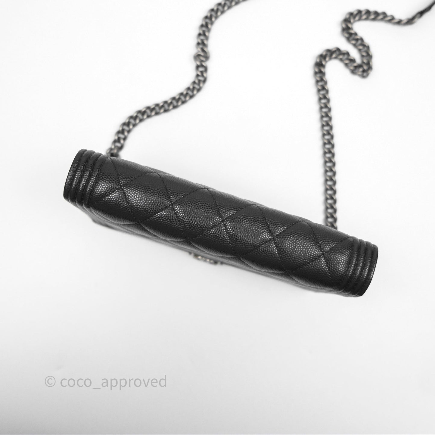 Chanel Quilted Boy Wallet on Chain WOC Black Caviar Ruthenium Hardware