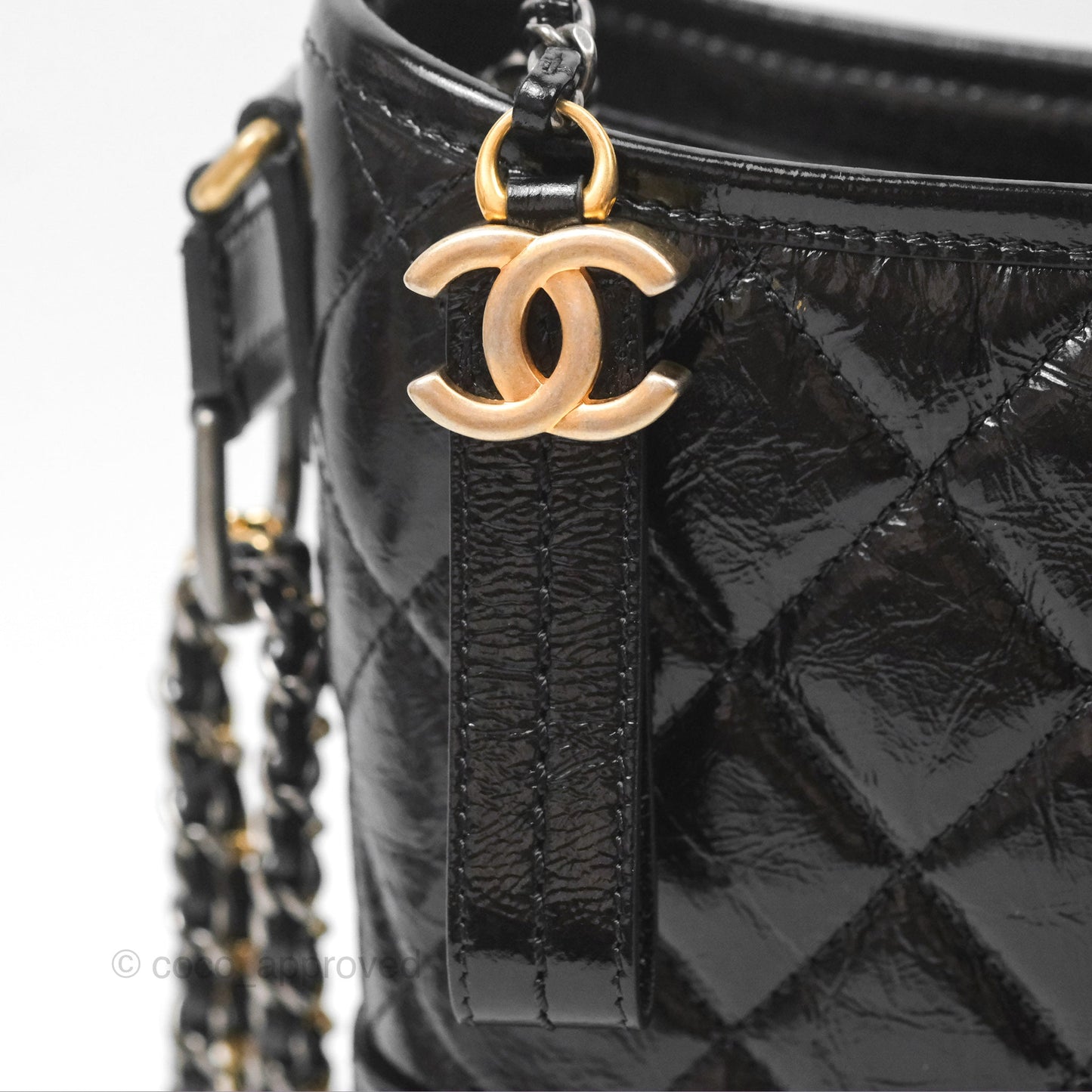 Chanel New Medium Gabrielle Hobo Quilted Black Glazed Aged Calfskin