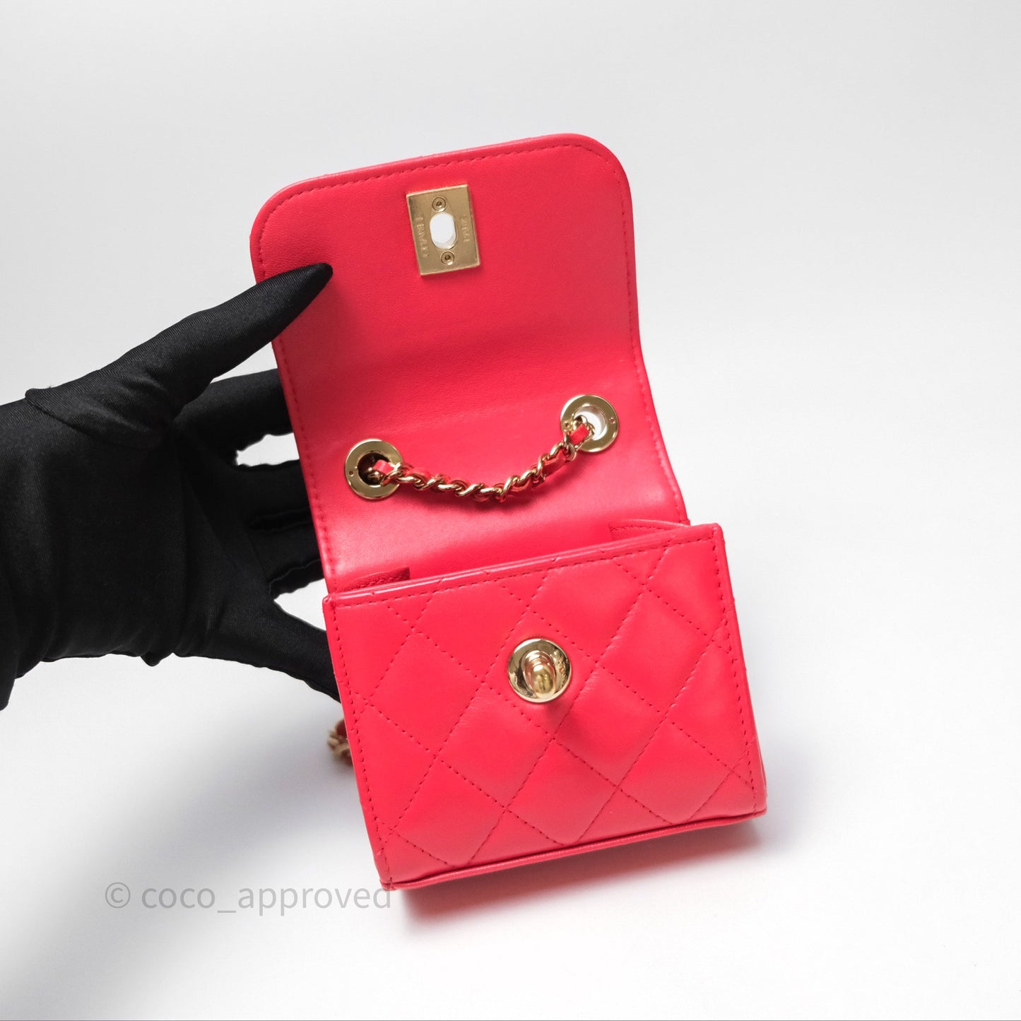 Chanel Mini Quilted Trendy CC Clutch With Chain Red Lambskin Gold Hardware