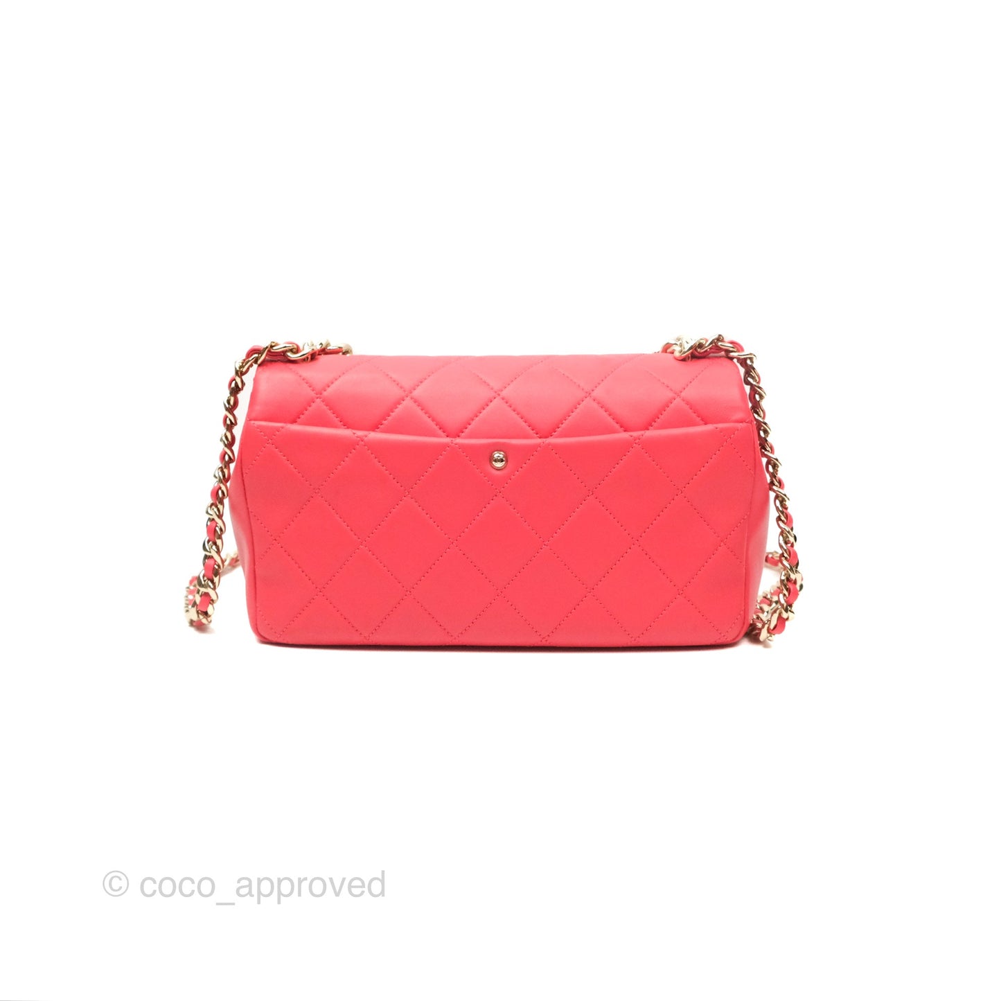 Chanel Quilted Resin Bi-Color Chain Flap Bag Dark Pink Lambskin