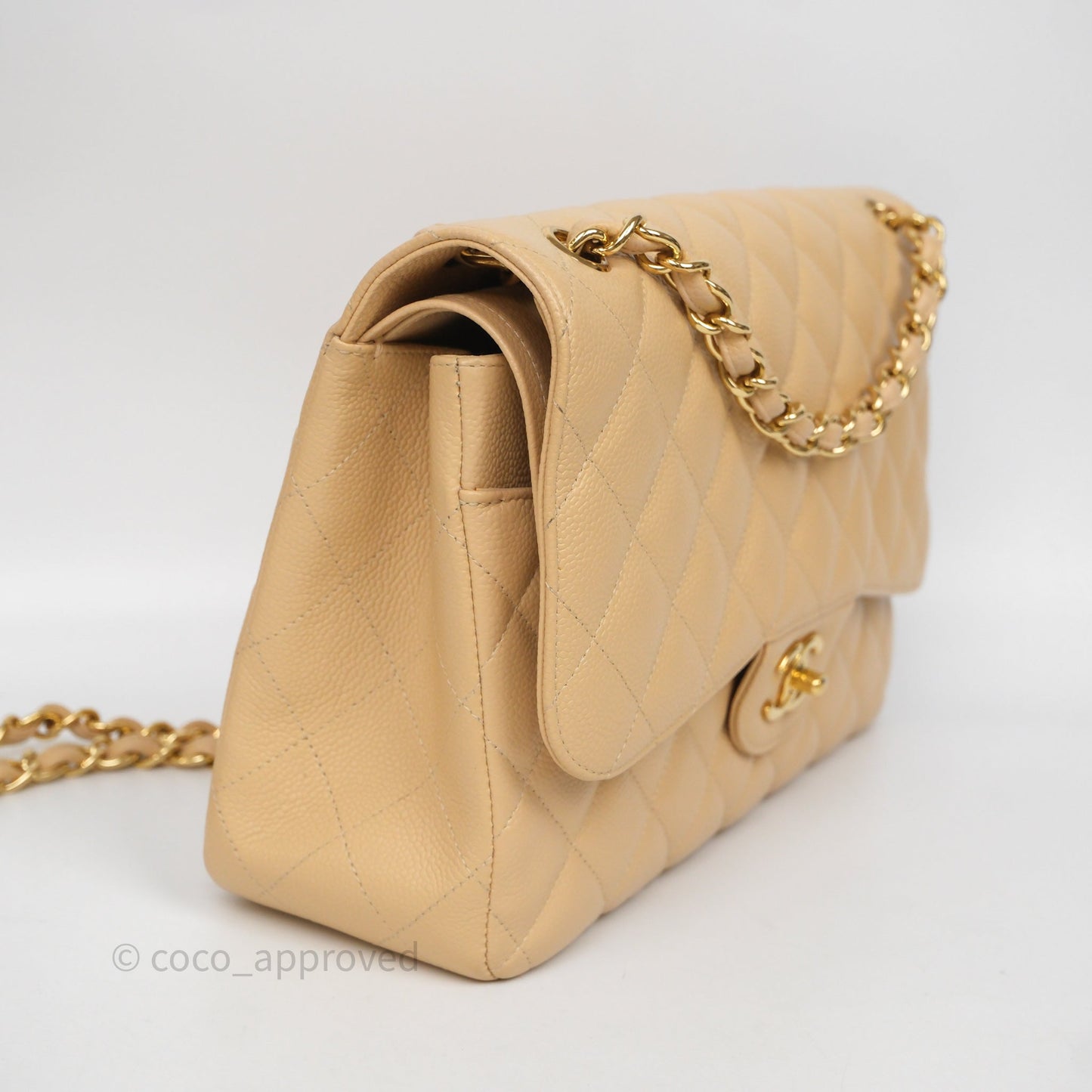 Chanel Jumbo Double Flap Beige Caviar Gold Hardware⁣⁣