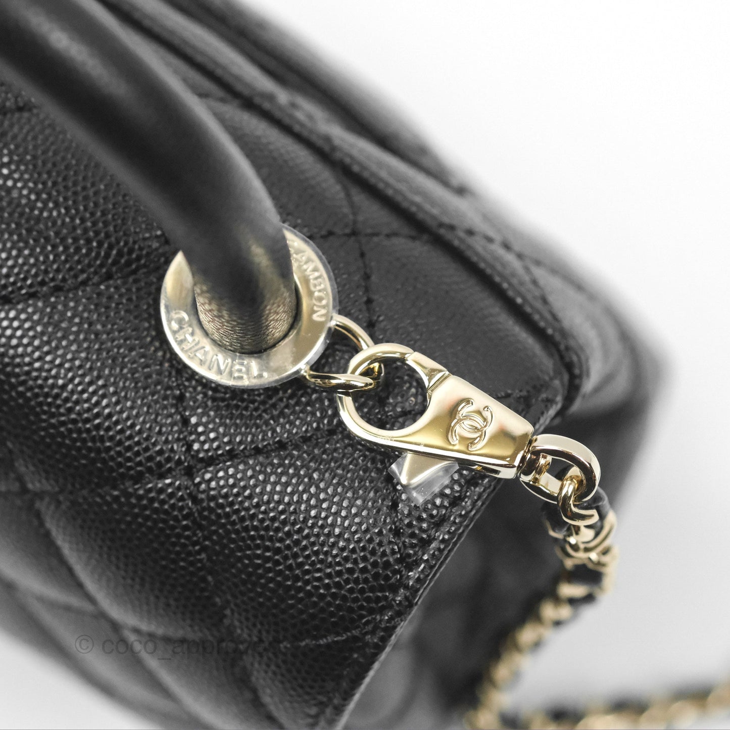Chanel Mini Coco Handle Quilted Black Caviar Gold Hardware