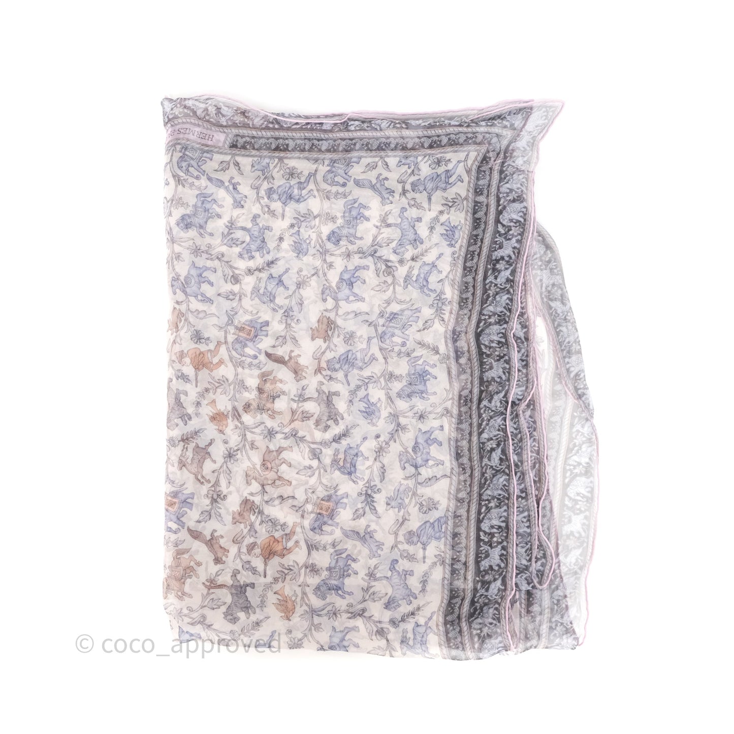 Hermès Grey/ Purple Silk Scarf