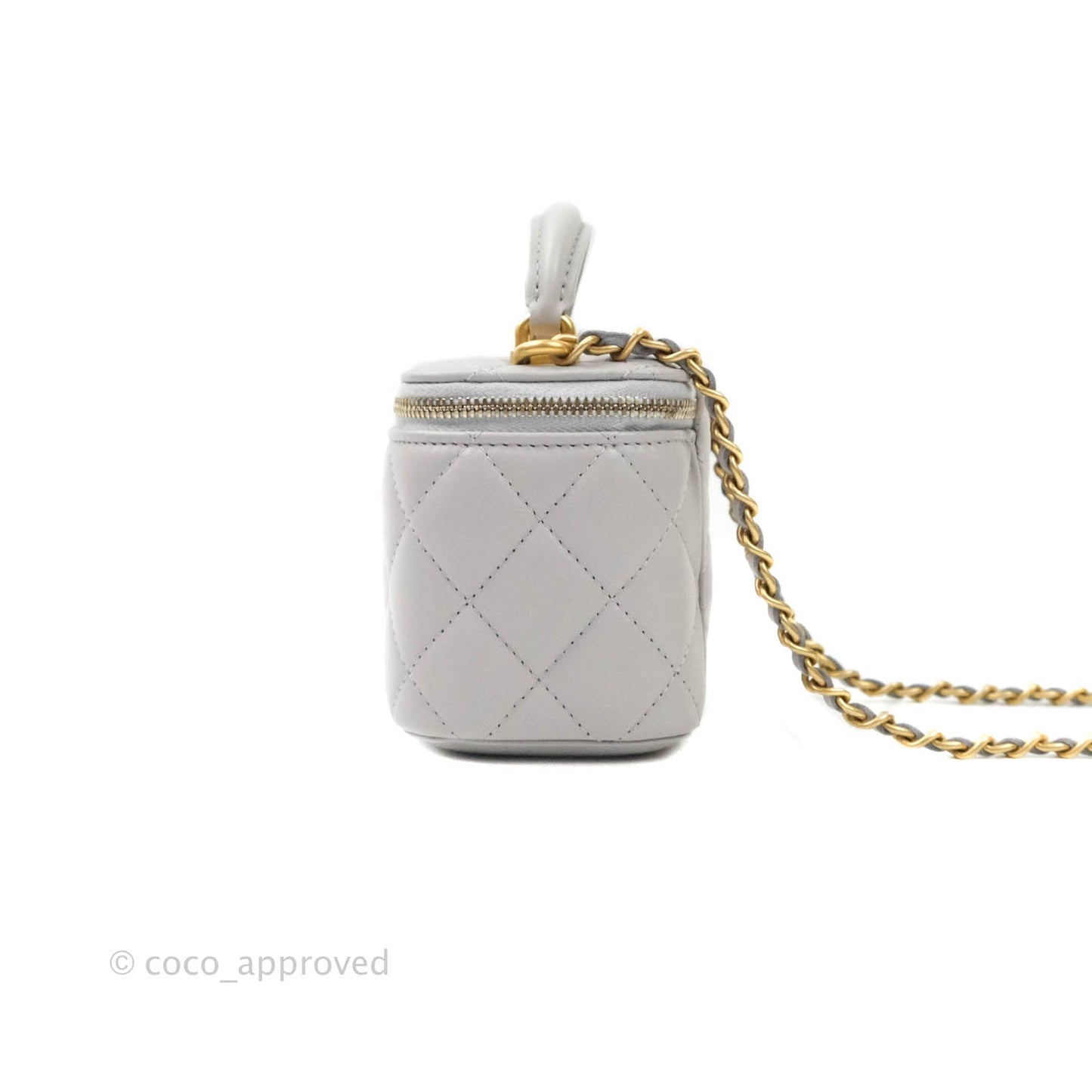 Chanel Small Vanity With Chain Grey Lambskin Aged Gold Hardware