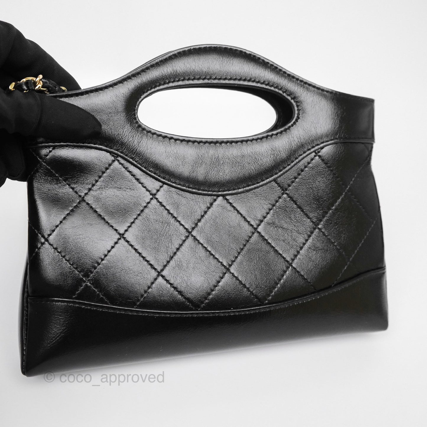 Chanel Nano 31 Black Shiny Calfskin Gold Hardware
