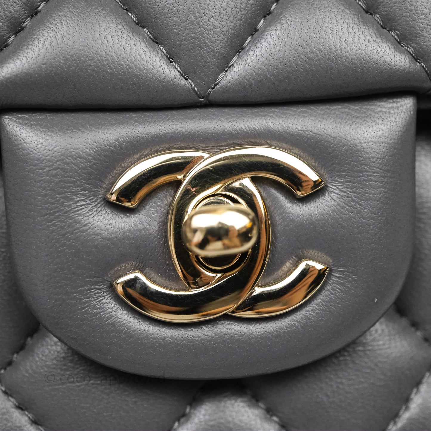 Chanel Chain Top Handle Mini Rectangular Flap Grey Lambskin Gold Hardware