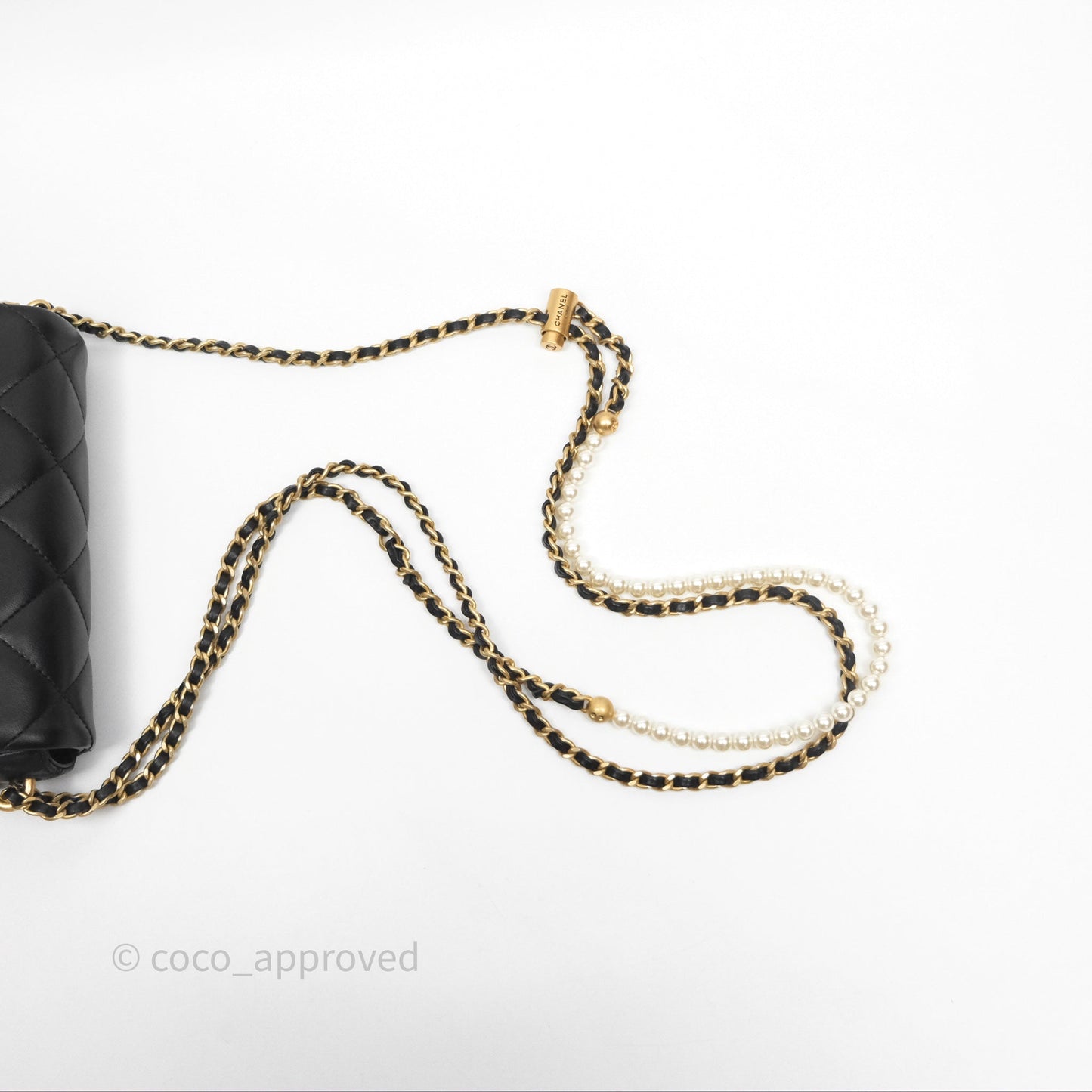 Chanel Quilted My Perfect Mini With Pearl Black Lambskin Gold Hardware 21K