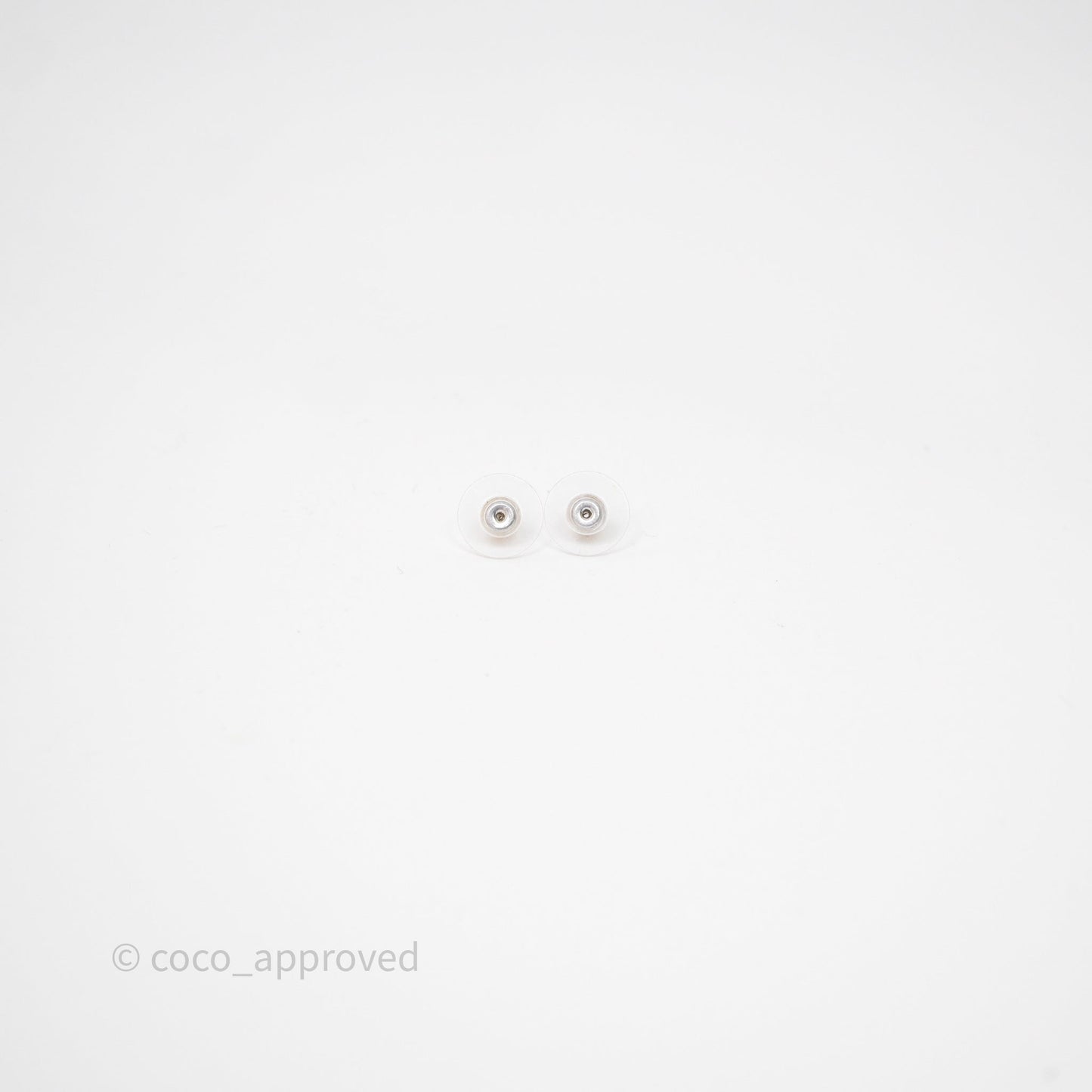 Chanel CC Half Crystal Earrings Silver Tone 21A