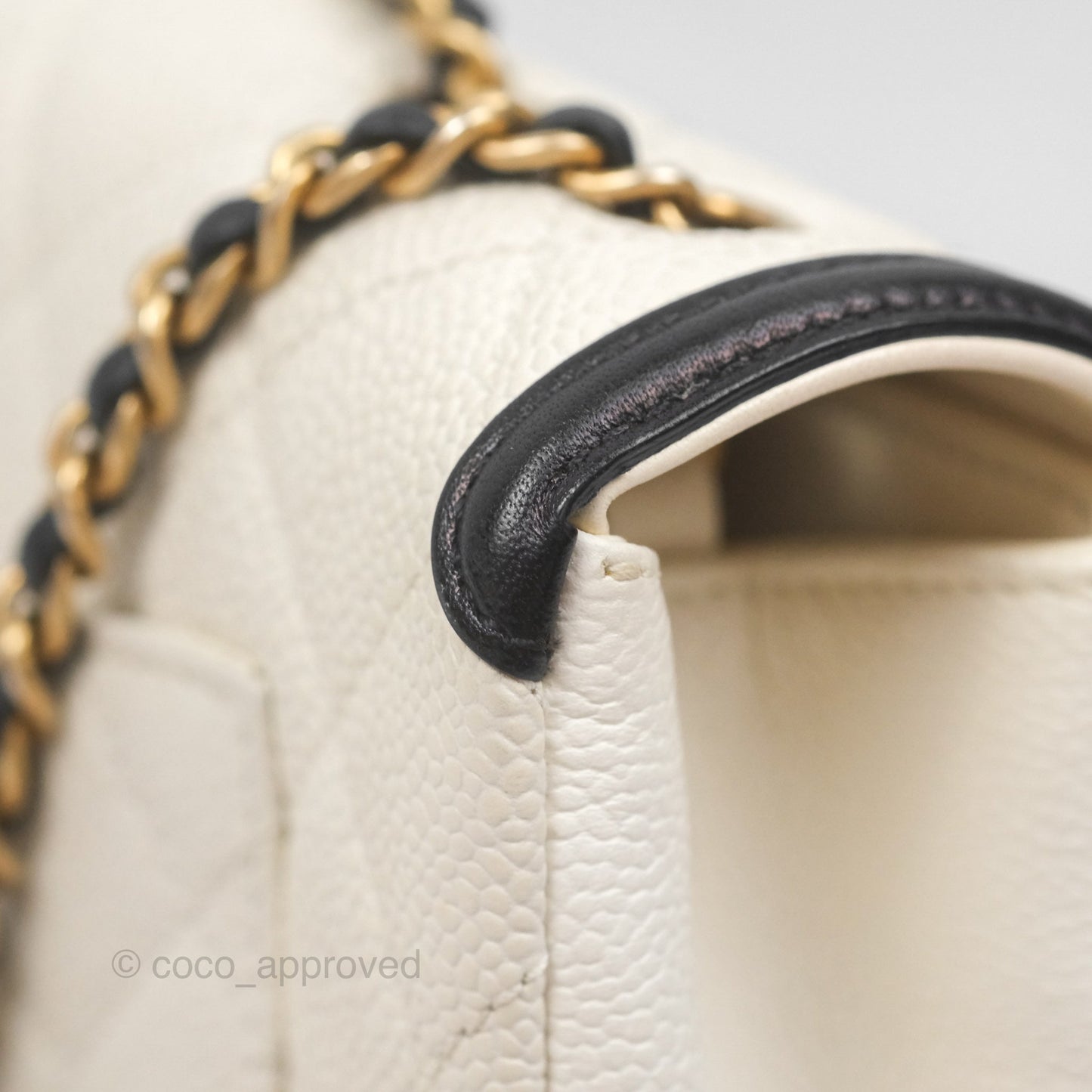 Chanel Small CC Filigree Flap Quilted Ivory Caviar