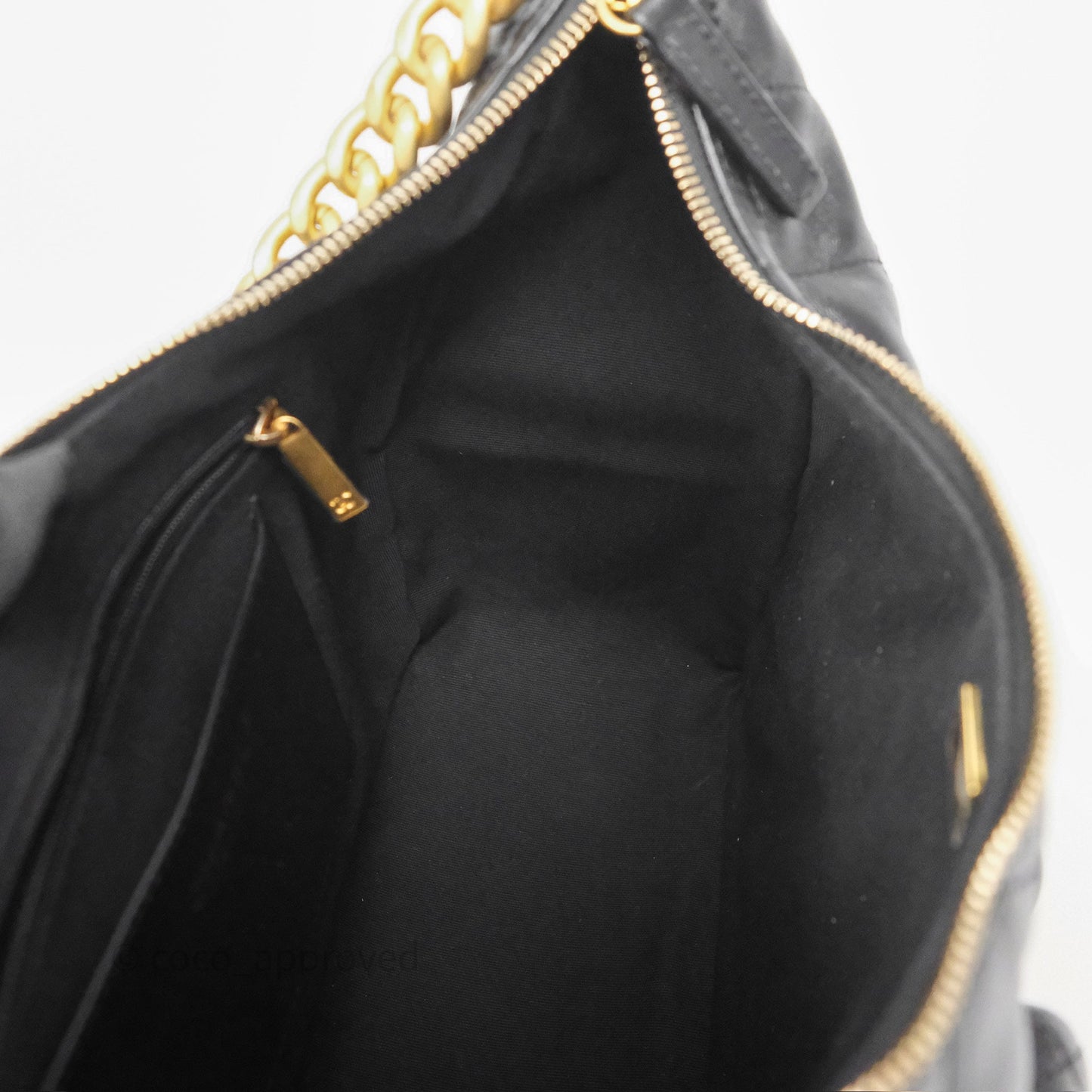 Chanel Quilted Large Trendy Double Pocket Hobo Black Lambskin Gold Hardware