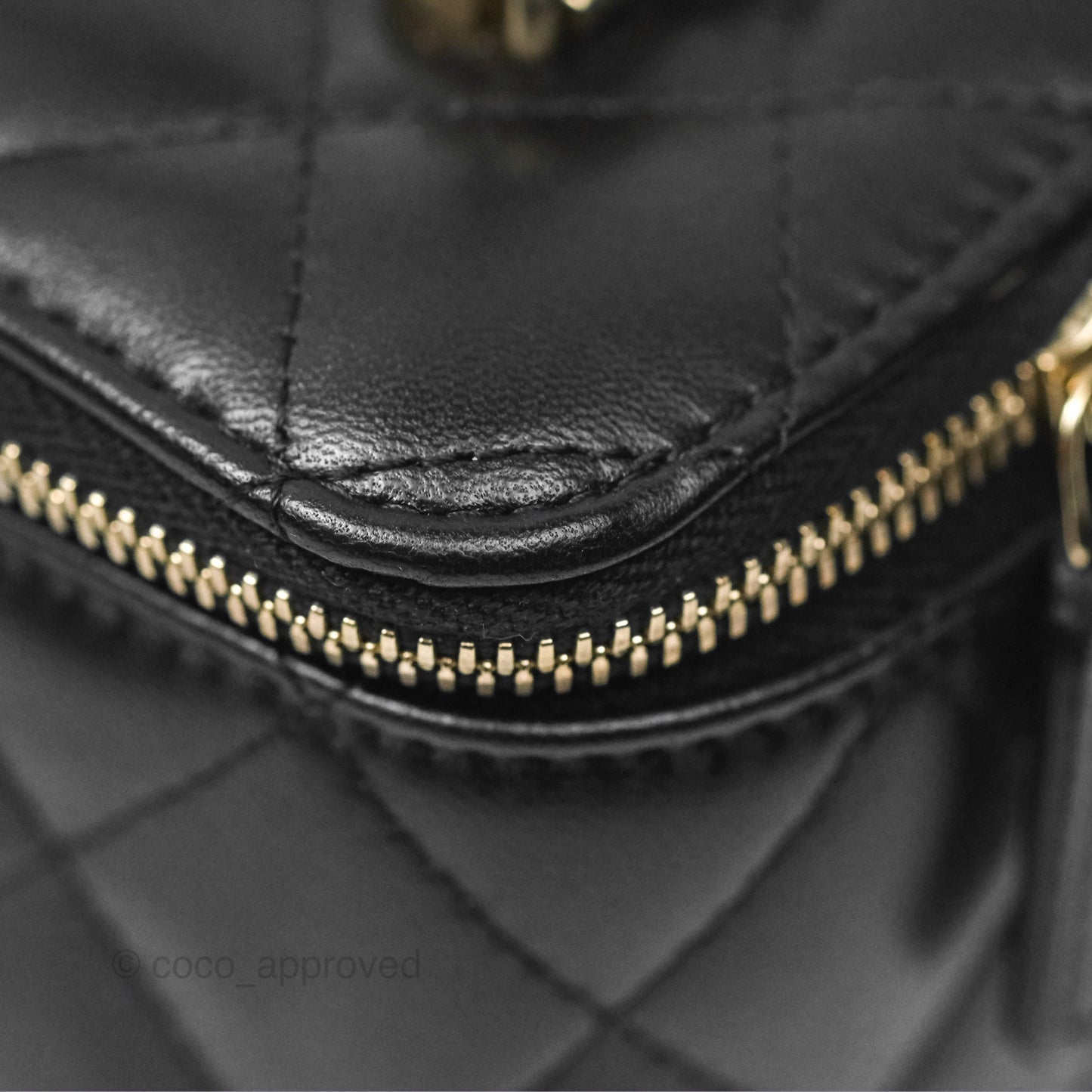 Chanel Vanity Rectangular Top Handle Black Lambskin Gold Hardware
