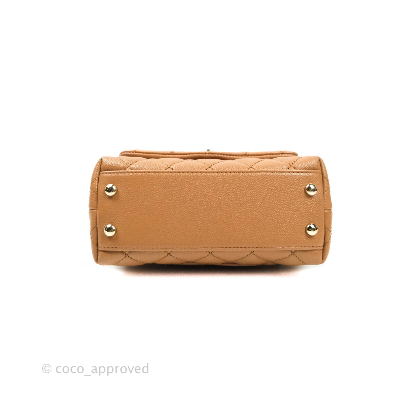 Chanel Quilted Extra Mini Coco Handle Dark Beige Caviar Gold Hardware 21P