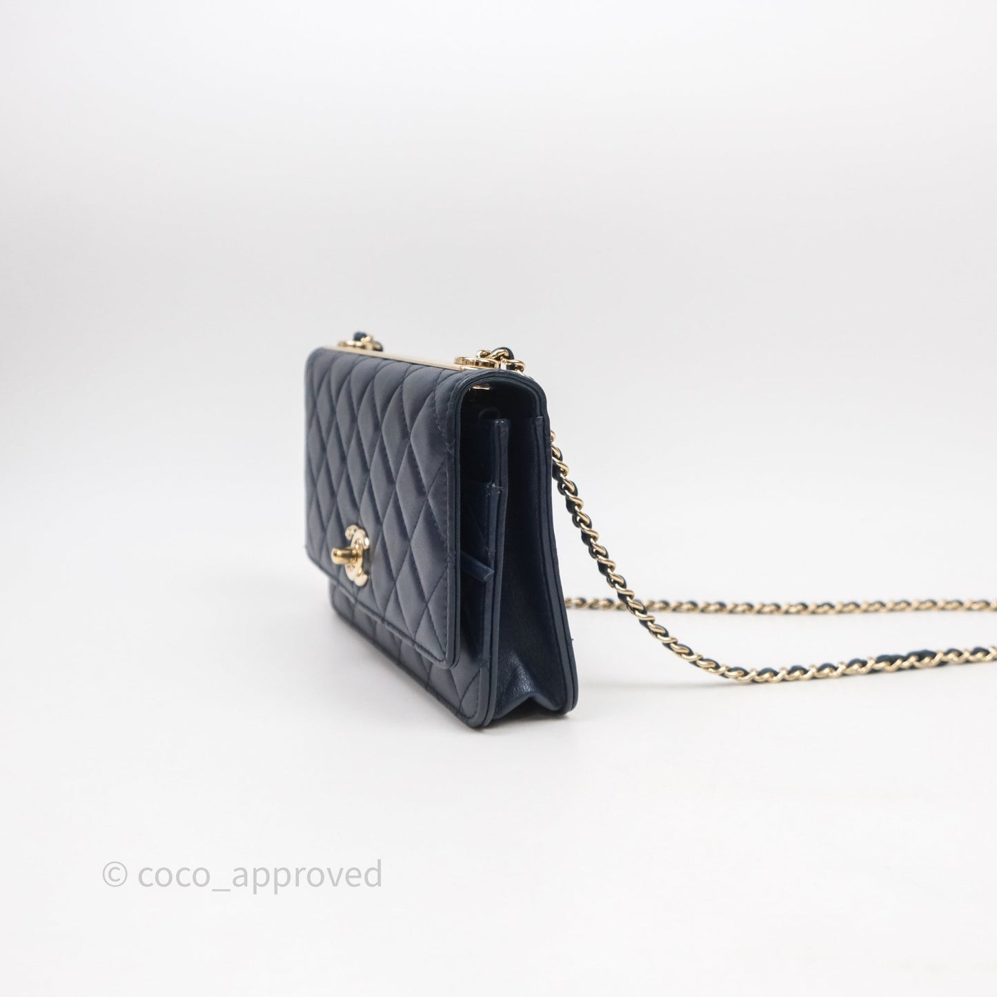 Chanel Trendy CC WOC Wallet On Chain Navy Lambskin Gold Hardware