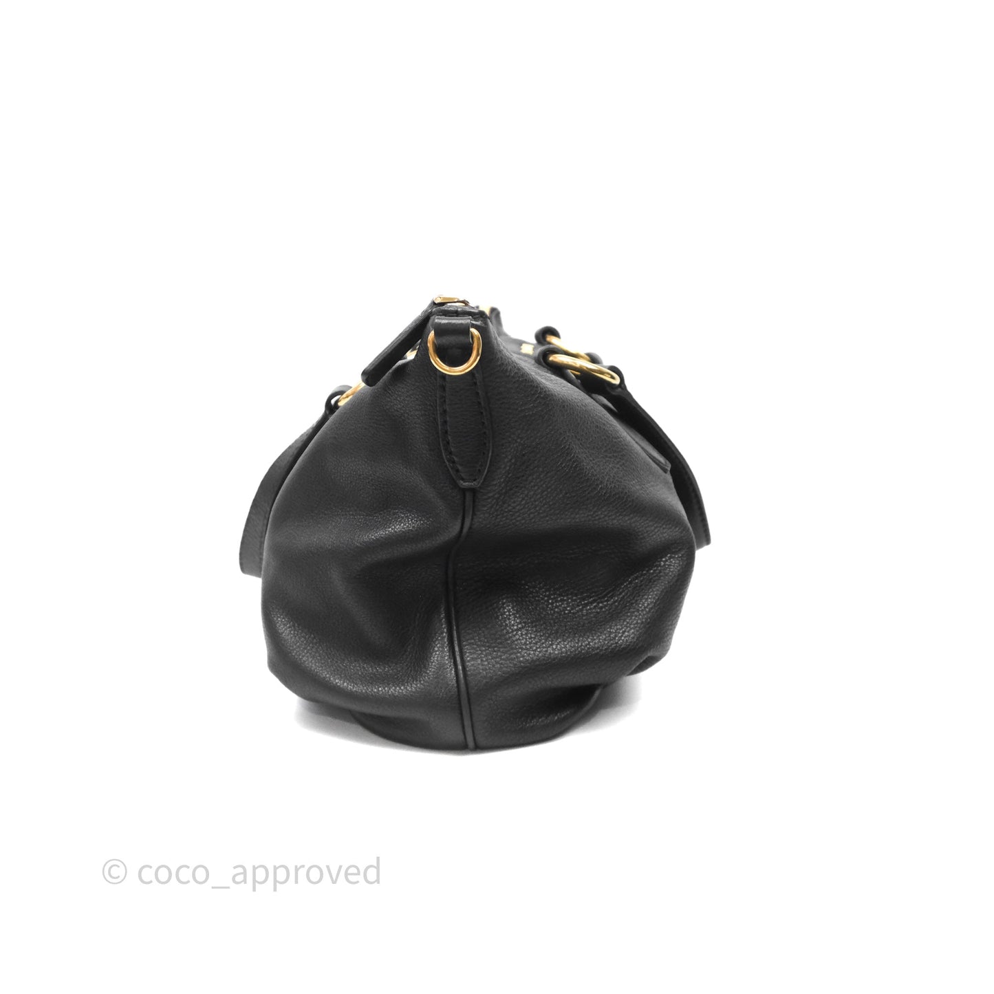 Miu Miu Vitello Tote Bag Black Gold Hardware