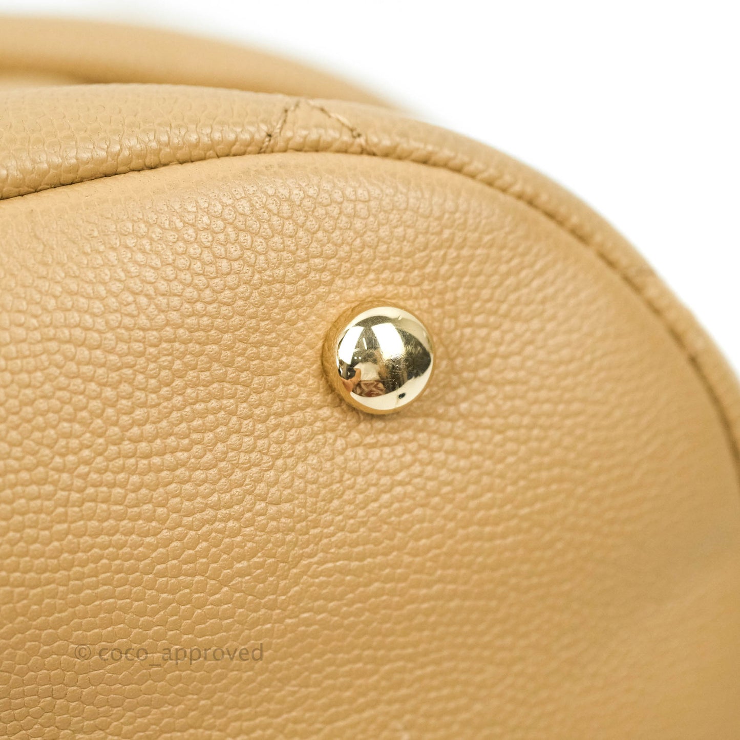 Chanel Caviar Quilted Rolled Up Bucket Drawstring Bag Beige Gold Hardware 19B