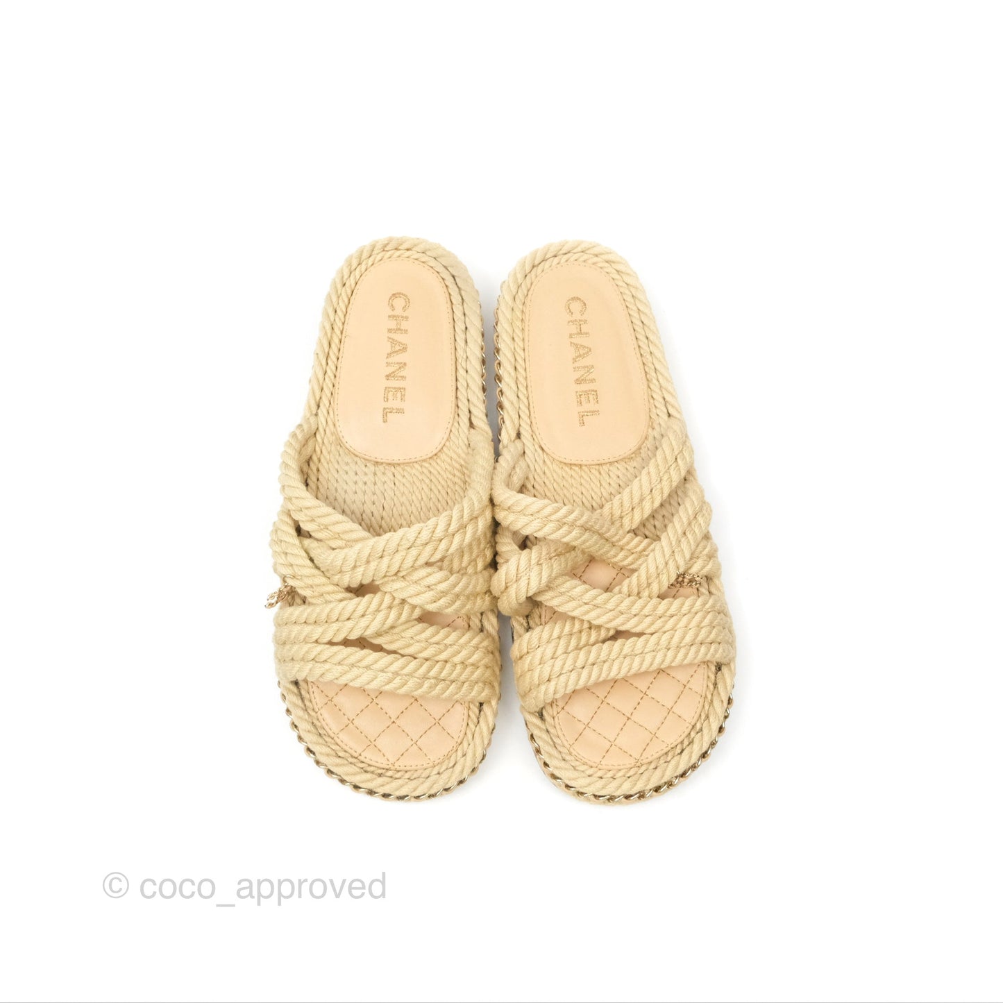 Chanel Cord Chain Slides Size 39