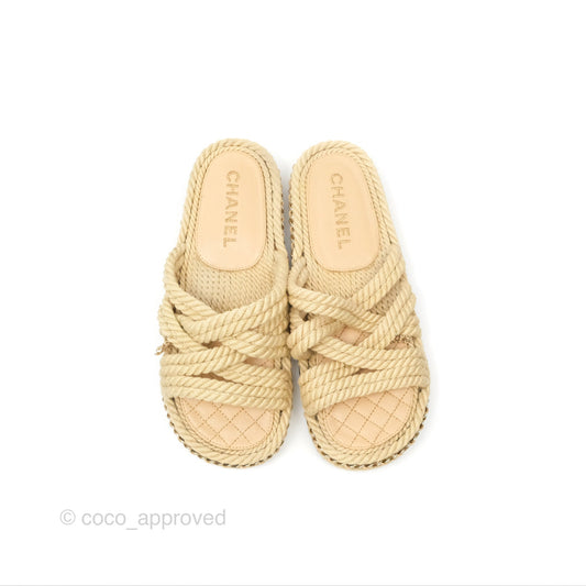 Chanel Cord Chain Slides Size 39