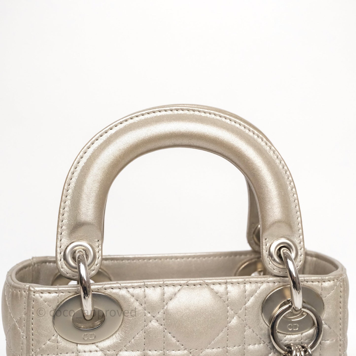 Christian Dior Mini Lady Dior Metallic Silver Nubuck Silver Hardware